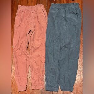 Lot of  Pink and Sage Green H&M Corduroy Pull On Jogger Pants Size. 6-7 Kids EUC